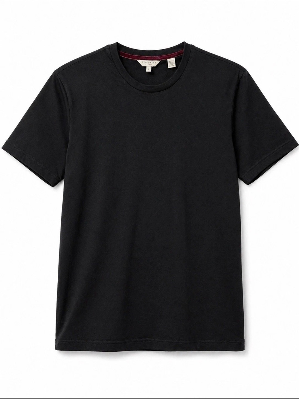 Ted Baker London Black T-Shirt Mens Size 2 Cotton Crew Neck Short Sleeve